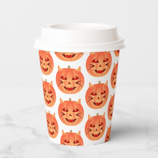 Halloween Cat Pumpkin Pappbecher (Rückseite)