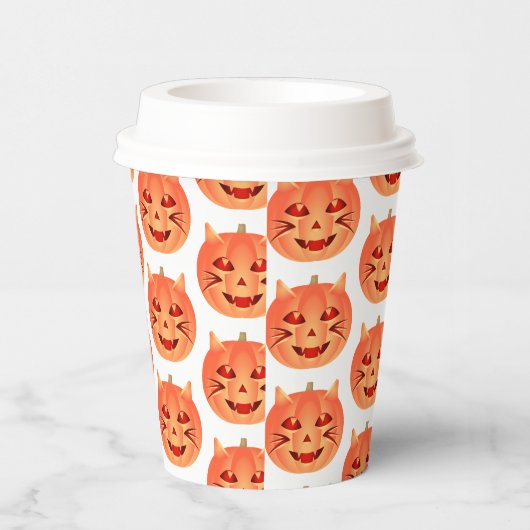 Halloween Cat Pumpkin Pappbecher (Rechts)
