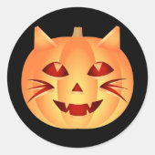 Halloween Cat Pumpkin Runder Aufkleber (Vorderseite)