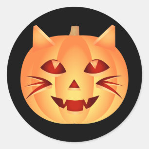Halloween Cat Pumpkin Runder Aufkleber
