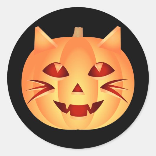 Halloween Cat Pumpkin Runder Aufkleber (Vorderseite)