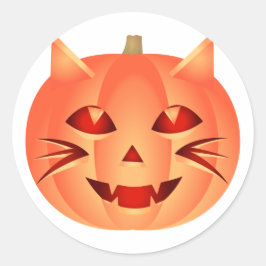 Halloween Cat Pumpkin Runder Aufkleber