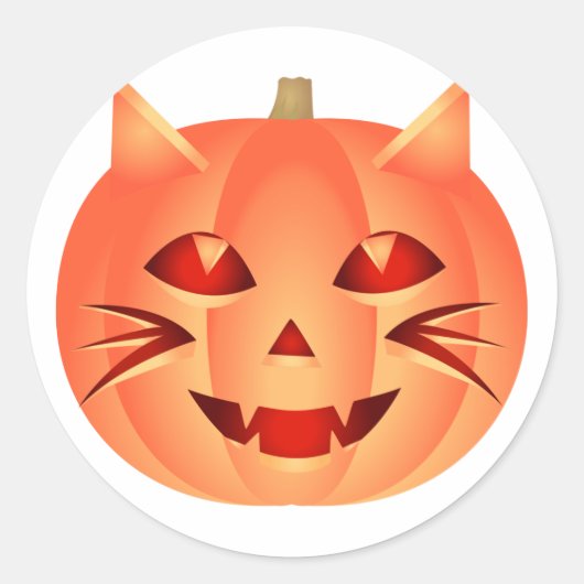 Halloween Cat Pumpkin Runder Aufkleber (Vorderseite)