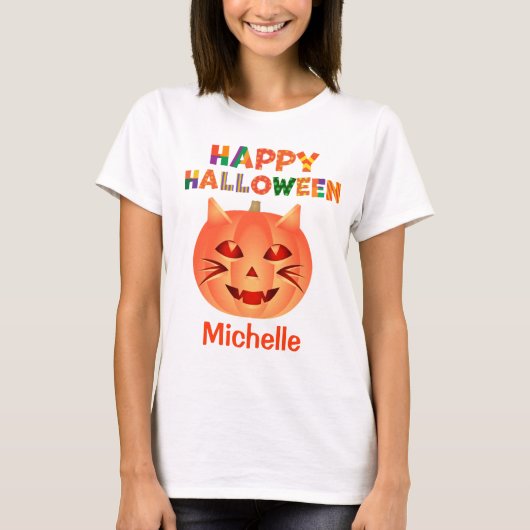 Halloween Cat Pumpkin T-Shirt (Vorderseite)