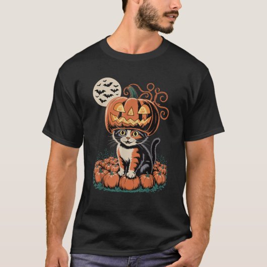 Halloween Cat Pumpkin T-Shirt (Vorderseite)