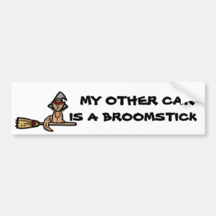 Halloween Cat Riding Broomstick Autoaufkleber