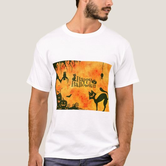 Halloween Cat Scary Surreal The Atmosphere T-Shirt (Vorderseite)