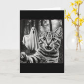 Halloween Cat Selfie With Soky Ghost Karte (Gelbe Blume)