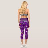 Halloween Cat Skelett lila Capri Leggings (Rückseite)