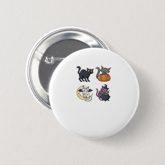 Halloween Cat  Spooky and Stylish Feline-Inspired  Button (Vorne & Hinten)