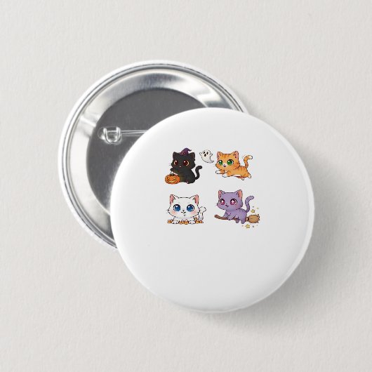 Halloween Cat  Spooky and Stylish Feline-Inspired  Button (Vorne & Hinten)