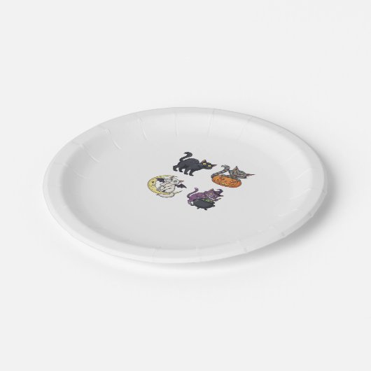 Halloween Cat  Spooky and Stylish Feline-Inspired  Pappteller (Schrägansicht)