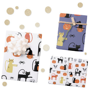 Halloween Cat Spooky Assorted Geschenkpapier Set