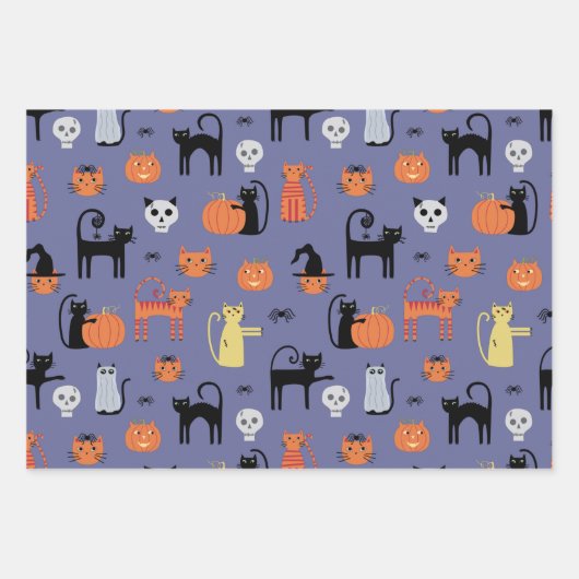 Halloween Cat Spooky Assorted Geschenkpapier Set (Vorderseite 2)