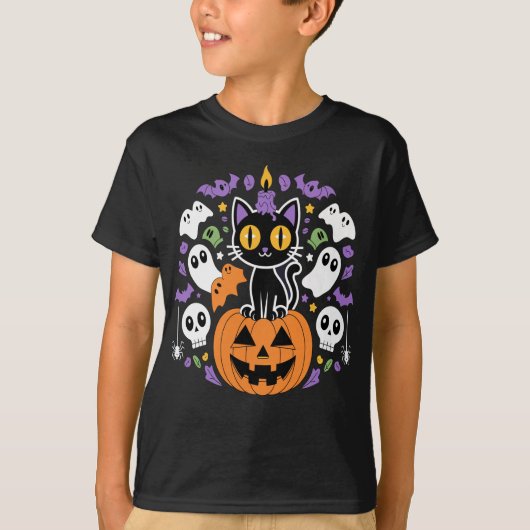 Halloween Cat - Spooky Black Cat T-Shirt (Vorderseite)