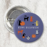 Halloween Cat Spooky Button<br><div class="desc">Niedliche und leckere Katzen, Kürbislanterns und Gespenster. Spaß für ein Halloween-Party, oder ändern Sie den Text zu personalisieren. Originelle Kunst von Nic Squirrell.</div>