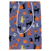 Halloween Cat Spooky Lila Mittlere Geschenktüte (Vorderseite)