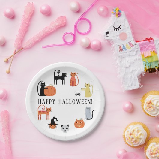Halloween Cat Spooky Pappteller (Party)