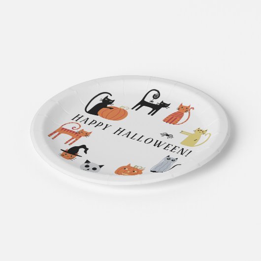 Halloween Cat Spooky Pappteller (Schrägansicht)