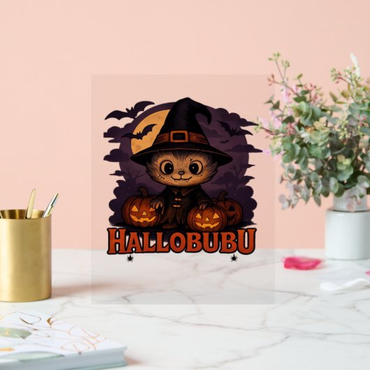 Halloween Cat Spooky und stilvolle Feline Inspirie Acrylschild (Hochzeit)