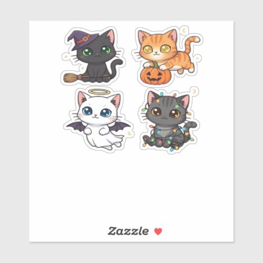 Halloween Cat Spooky und stilvolle Feline Inspirie Aufkleber (Blatt)