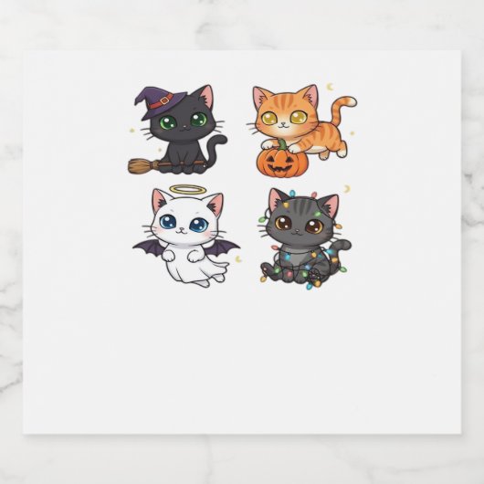 Halloween Cat Spooky und stilvolle Feline Inspirie Schaumweinetikett (Einzelnes Label)