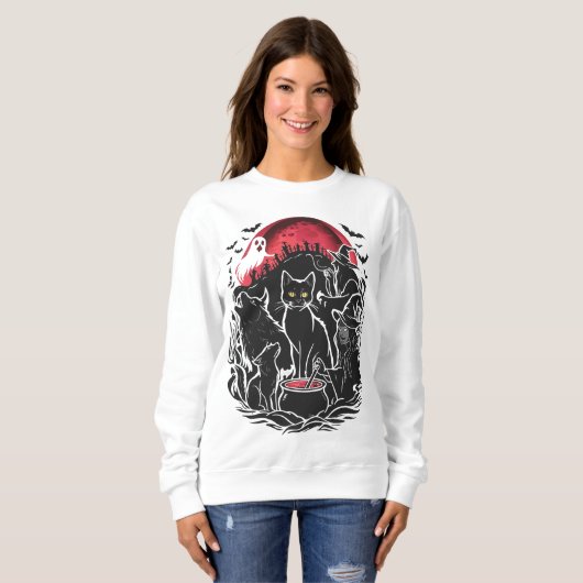 Halloween Cat Spooky - Witchs Sweatshirt (Vorne ganz)