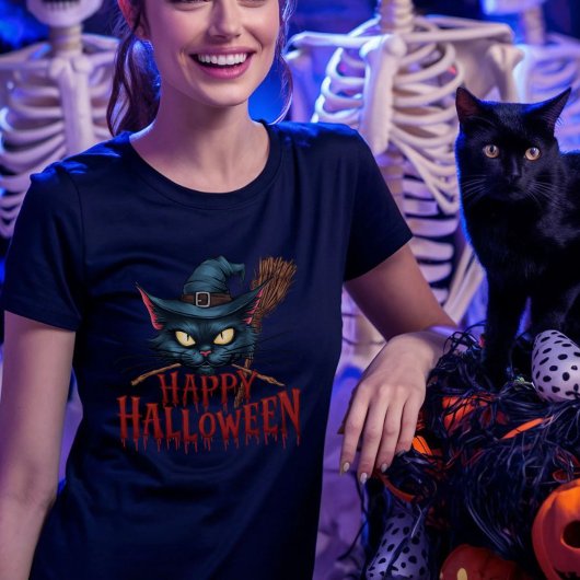 Halloween Cat - Spooky Witz Cat Design T-Shirt