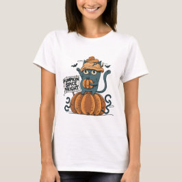 Halloween Cat Sprichwort "Kürbisgewürzfieber" T-Shirt
