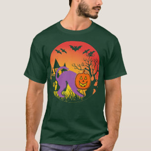 Halloween Cat Spuk Mansion Hexenmäntel T-Shirt