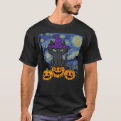 Halloween Cat Starry Night Costume Art Gogh Women T-Shirt (Vorderseite)