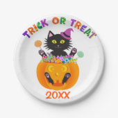 Halloween Cat Trick or Tree Pappteller (Vorderseite)