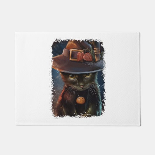 Halloween Cat Tshirt Fußmatte (Vorderseite)