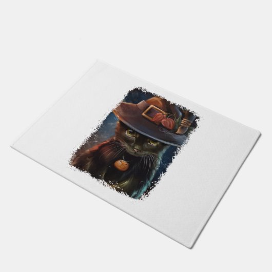 Halloween Cat Tshirt Fußmatte (Schrägansicht)