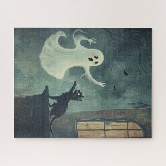 Halloween Cat und Ghost Puzzle (Horizontal)