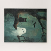 Halloween Cat und Ghost Puzzle (Horizontal)