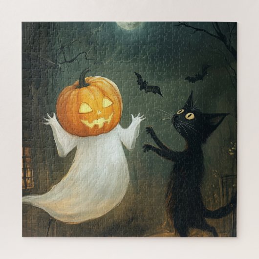 Halloween Cat und Ghost Puzzle (Vertikal)