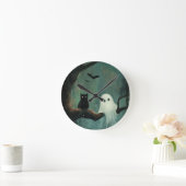 Halloween Cat und Ghost Runde Wanduhr (Zuhause)