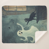 Halloween Cat und Ghost Sherpadecke (Vorderseite (Horizontal))