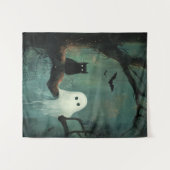 Halloween Cat und Ghost Wandteppich (Vorderseite (Horizontal))
