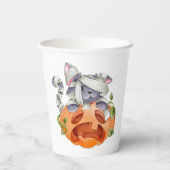 Halloween Cat und Kürbis Pappbecher (Rückseite)