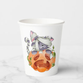 Halloween Cat und Kürbis Pappbecher