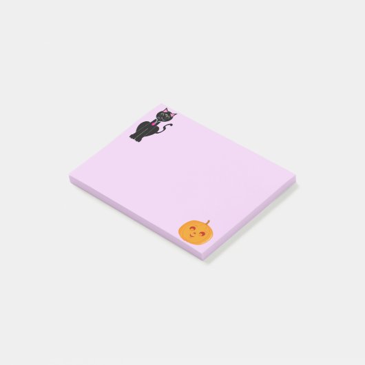 Halloween Cat und Pumpkin Post-it Klebezettel (angewinkelt)