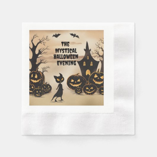 Halloween Cat und Spuk Haus Serviette (Vorderseite)