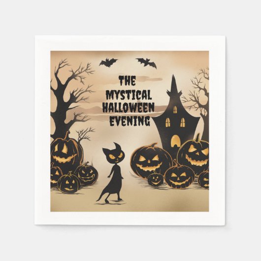 Halloween Cat und Spuk Haus Serviette (Vorderseite)