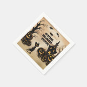 Halloween Cat und Spuk Haus Serviette (Ecke)