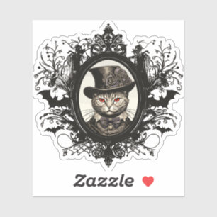Halloween Cat, Vampire Cat, Lady Fangzähne Aufkleber