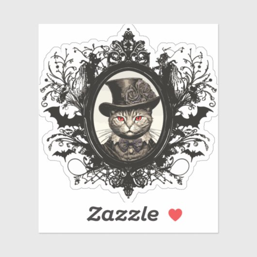 Halloween Cat, Vampire Cat, Lady Fangzähne Aufkleber (Blatt)
