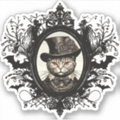 Halloween Cat, Vampire Cat, Lady Fangzähne Aufkleber (Vorderseite)