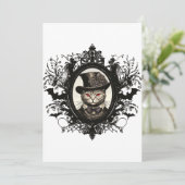 Halloween Cat, Vampire Cat, Lady Fangzähne Einladung (Stehend Vorderseite)